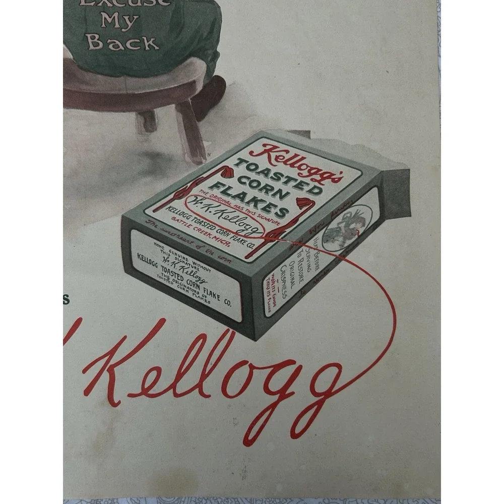 1912 KELLOGG's Corn Flakes Cereal Child  VINTAGE AD CI37 + Gold Medal Flour Ad